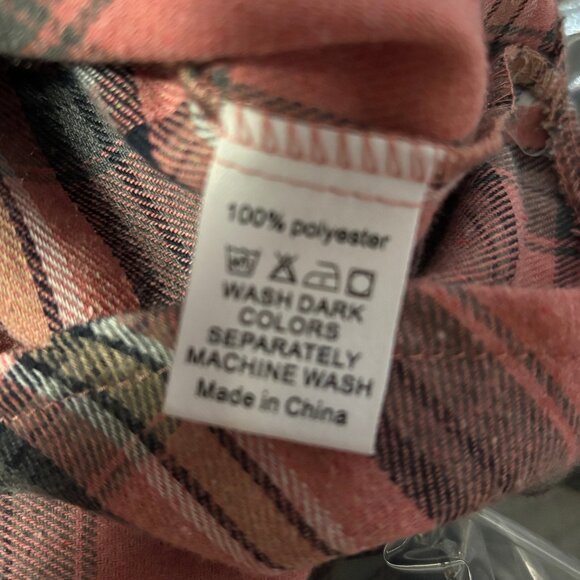 Pink Gray Plaid Button Down Shirt Women’s Medium Soft Brushed Flannel Look NWOT - Picture 6 of 7
